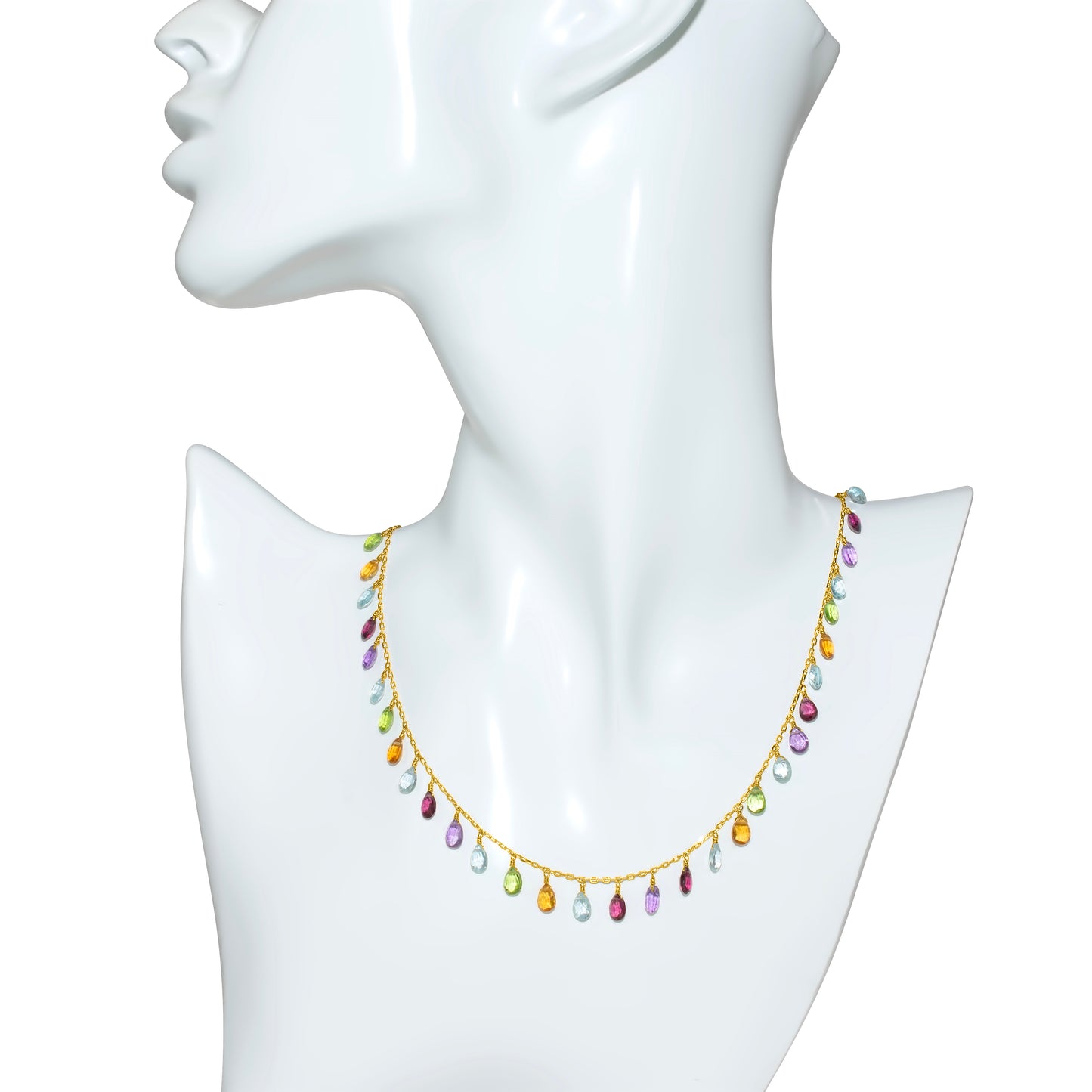 14k Multi-Gemstone Rainbow Necklace 17"