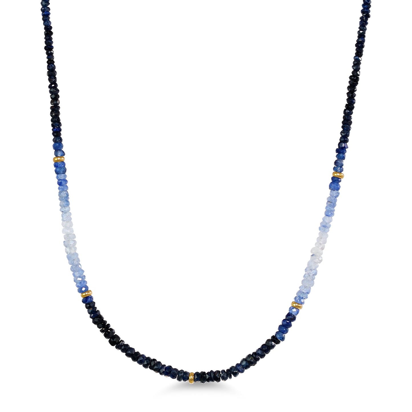 14k Sapphire Gold Roundel Necklace 17"/18"