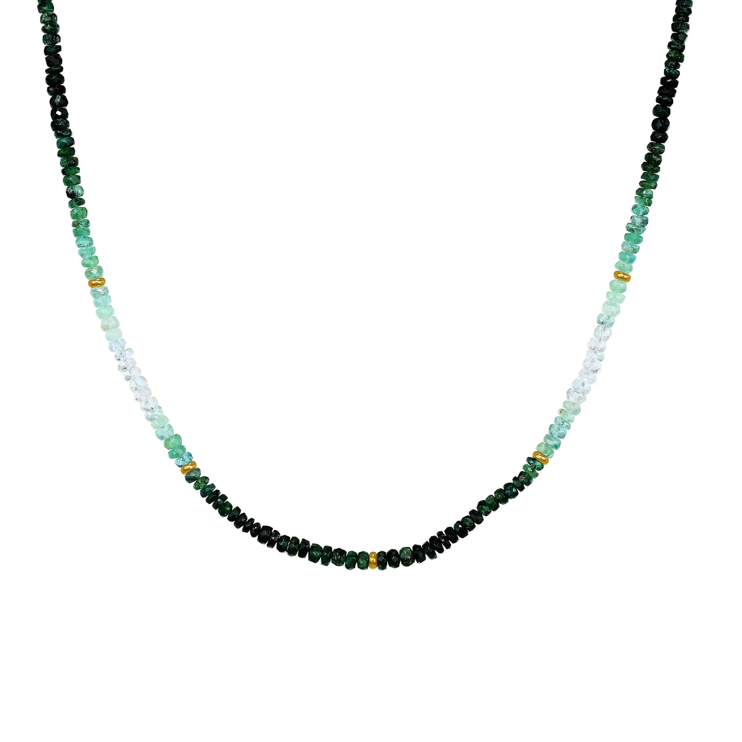 14k Emerald Gold Roundel Necklace 17"/18"