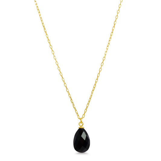14k Black Onyx Pear Shape Pend Necklace 17"