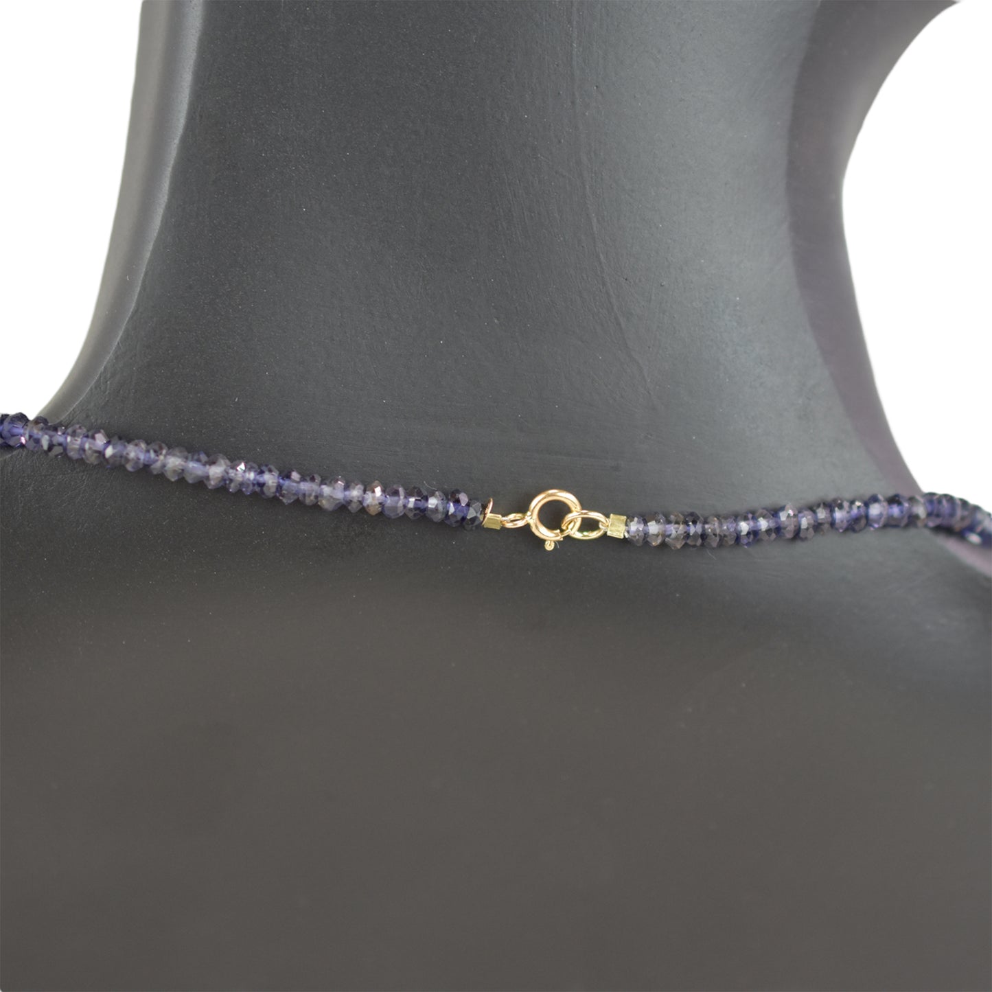 14k Iolite & Gold Ball Necklace 17"