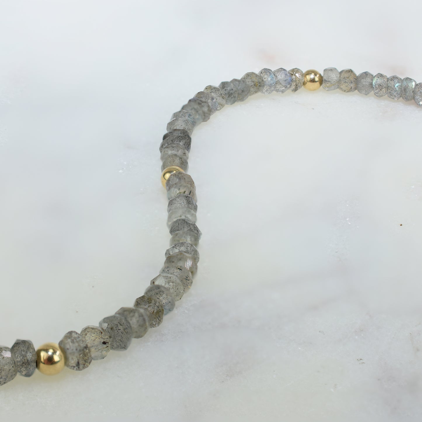 14k Labradorite Gold Roundel Necklace 17"