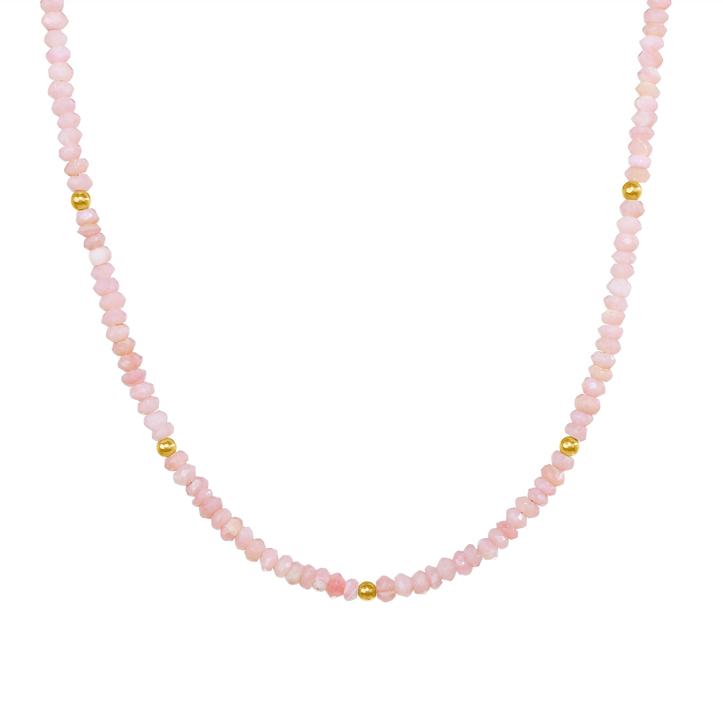 14k Pink Opal Gold Roundel Necklace 17"