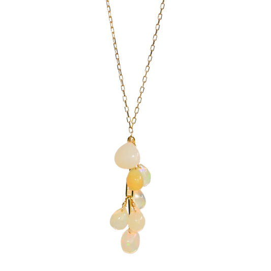 14k Ethiopian Opal Cluster Necklace 17"