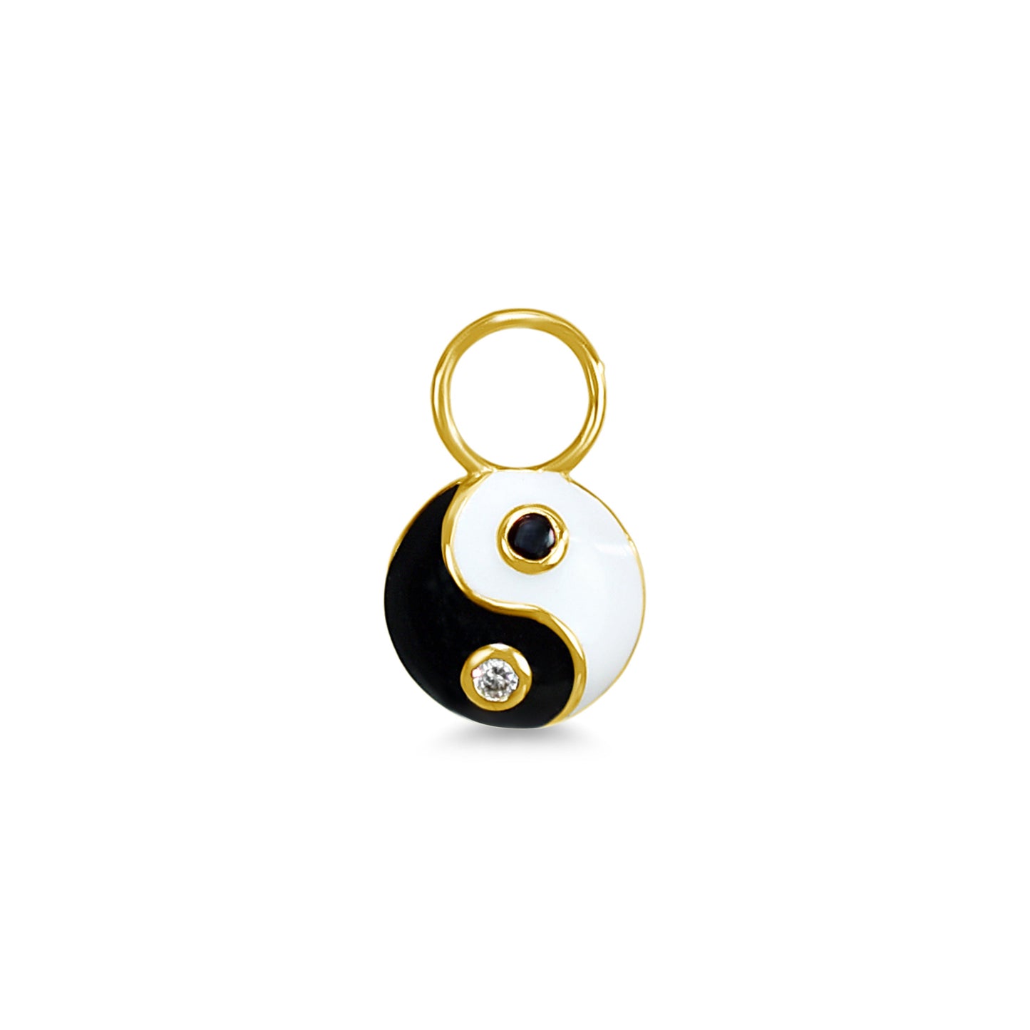 14k Enamel with Diamond and Black Spinel Yin-Yang Charm