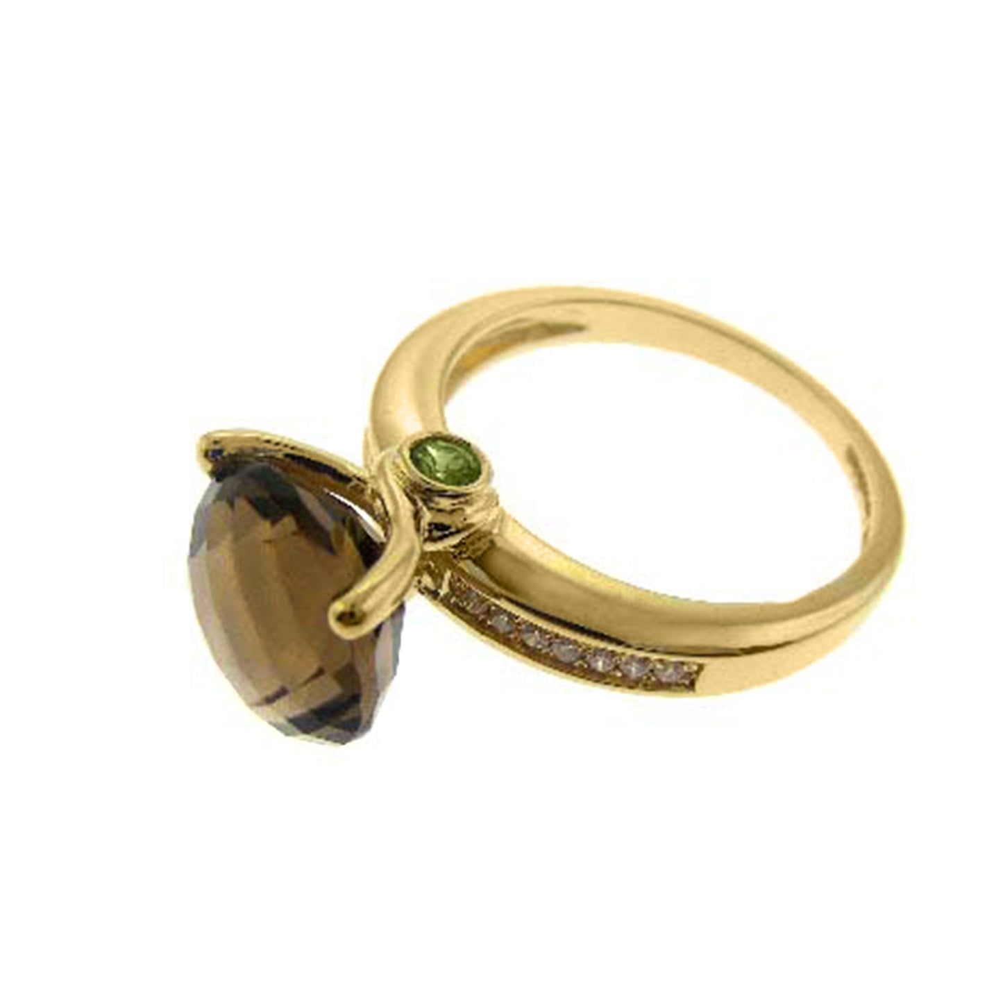 14k Garnet Peridot Diamond Ring - Size 7