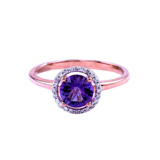 14k Amethyst Diamond Ring