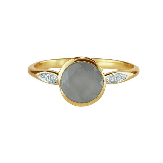 14k Grey Moonstone Dia Ring