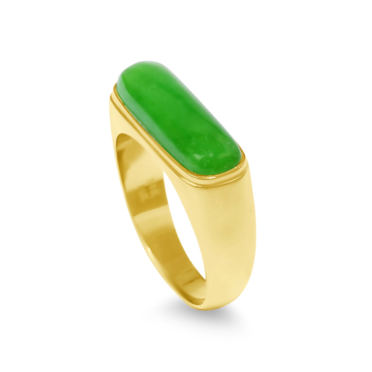 14k Green Jade Cushion Ring