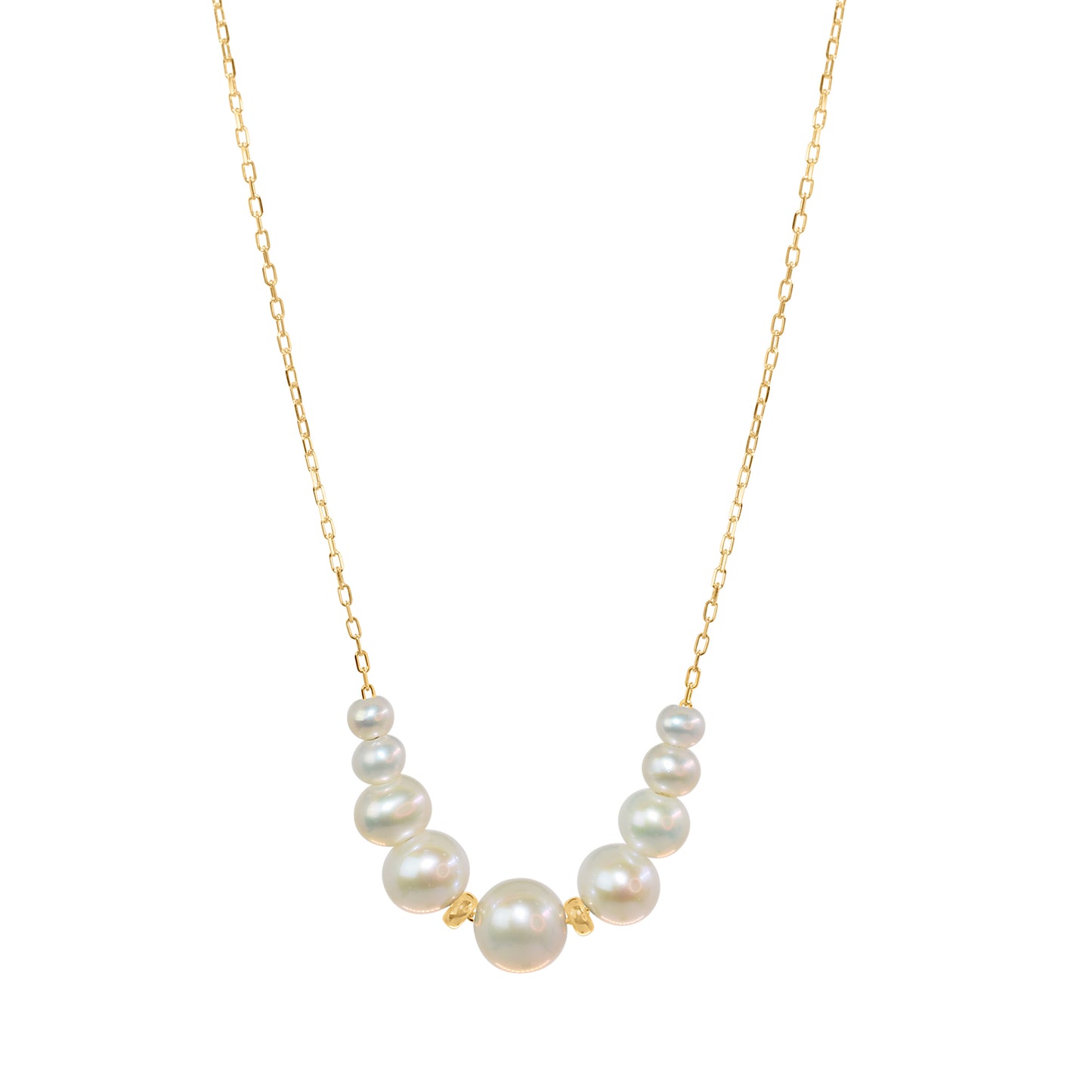 14k White Freshwater Pearl Slider Necklace 17"