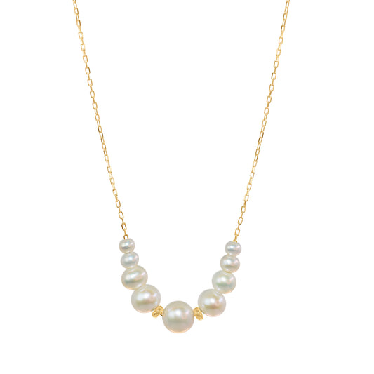 14k White Freshwater Pearl Slider Necklace 17"