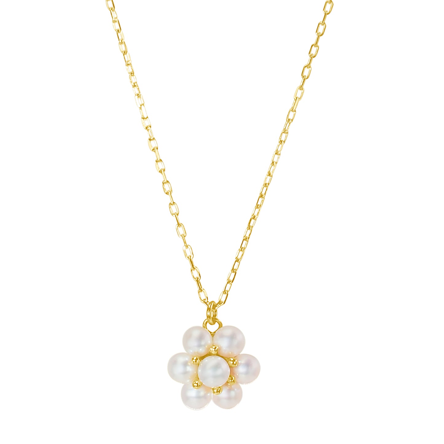 14k White Freshwater Pearl Flower Pendant Necklace 17"