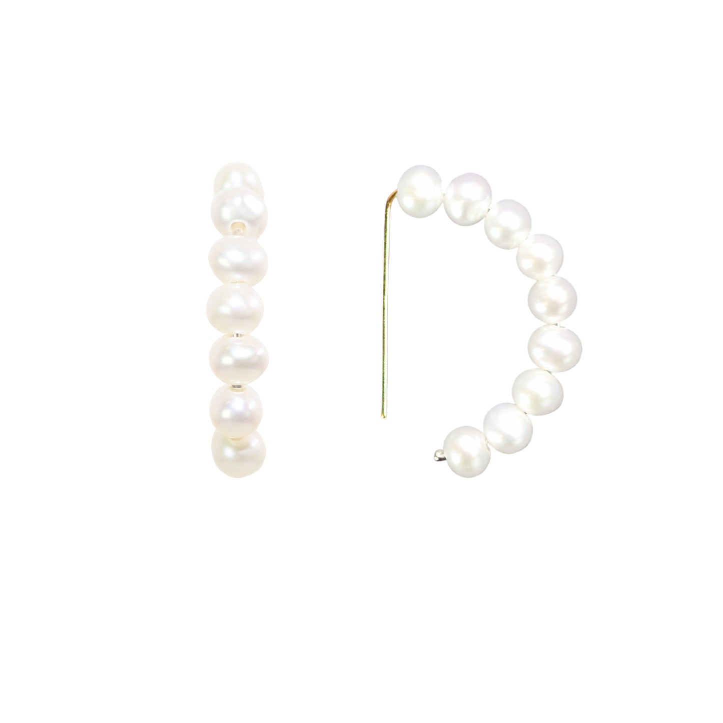 14k White & Pink Freshwater Pearl Half-Hoop Earrings