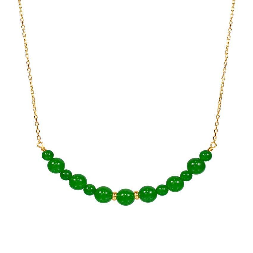 14k Green Jade Bar Necklace 17" freeshipping - Jewelmak Shop